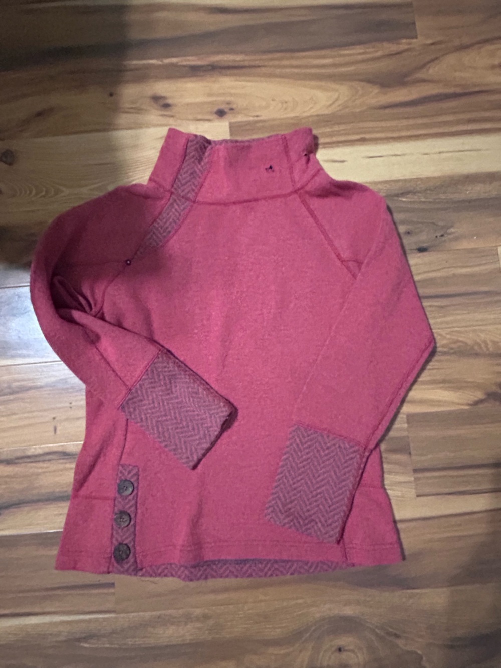 Prana Coral Red Funnel Neck Sweater